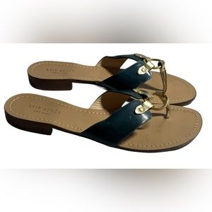 Kate Spade New York Flat Green Blue Gold Sandals Women Size 9.5 B Circle Accent